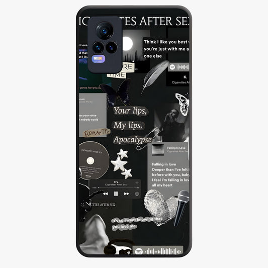 Midnight Love Echo Glass Case showing flat back view with romantic midnight themed artwork and glossy glass finish.
