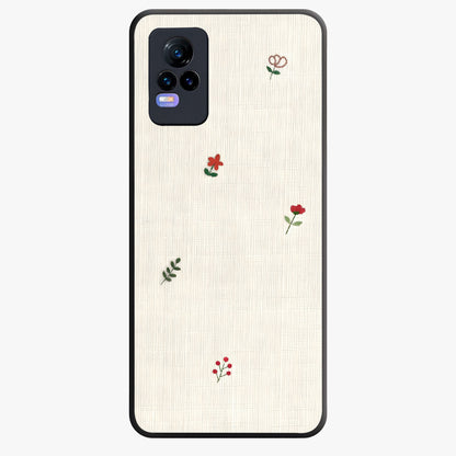 Minimal Petal Whispers Glass Case showing flat back view with soft minimal floral artwork and glossy glass finish.