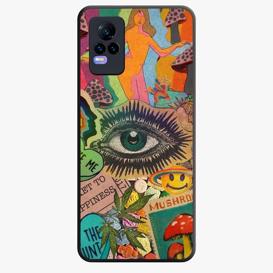 Mystic Eye Wonderland Glass Case showing flat back view with mystical eye themed artwork and glossy glass finish.