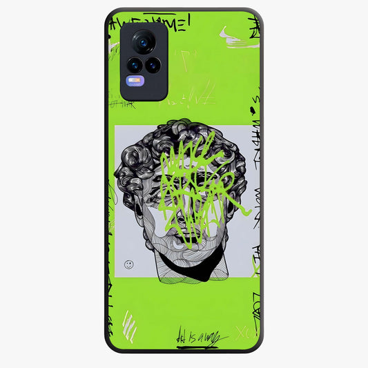 Neo Graffiti Rebellion Glass Case showing flat back view with vibrant graffiti artwork and glossy glass finish.