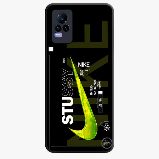 Neon Street Edition Glass Case showing flat back view with neon street style artwork and glossy glass finish.
