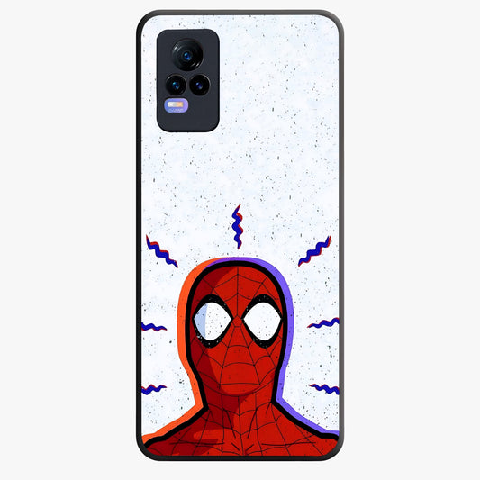 Omg Spiderman Glass Case showing flat back view with bold superhero inspired artwork and glossy glass finish.