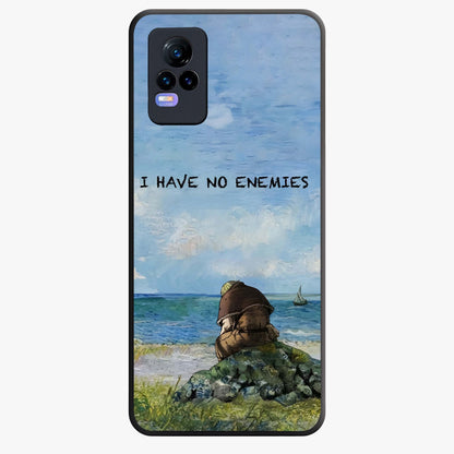 Peace Beyond War Glass Case showing flat back view with symbolic peace themed artwork and glossy glass finish.