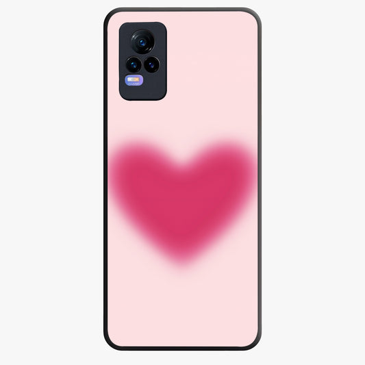 Pink Aura Heart Glass Case showing flat back view with glowing heart artwork and glossy glass finish.