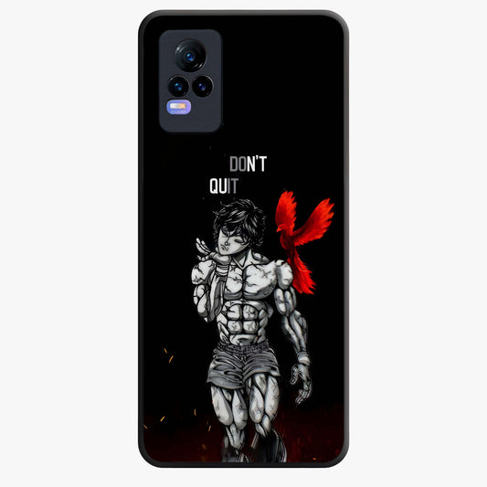 Rise Beyond Limits Glass Case showing flat back view with motivational typography artwork and glossy glass finish.