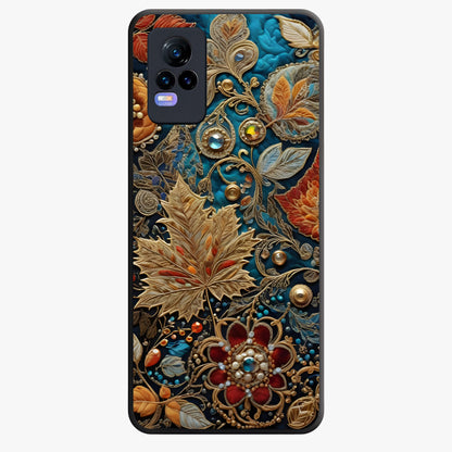 Royal Jewel Garden Glass Case showing flat back view with decorative floral garden artwork and glossy glass finish.