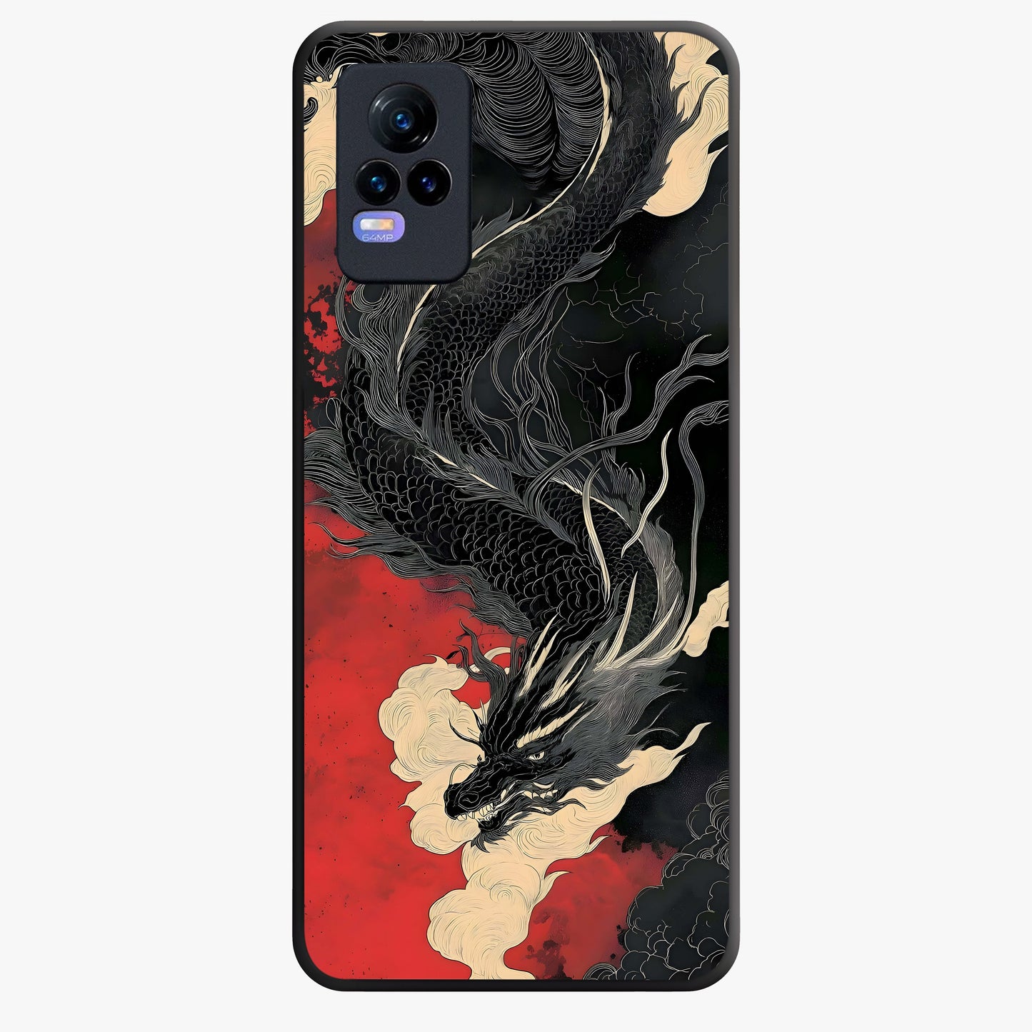Shadow Dragon Fury Glass Case showing flat back view with fierce dragon artwork and glossy glass finish.