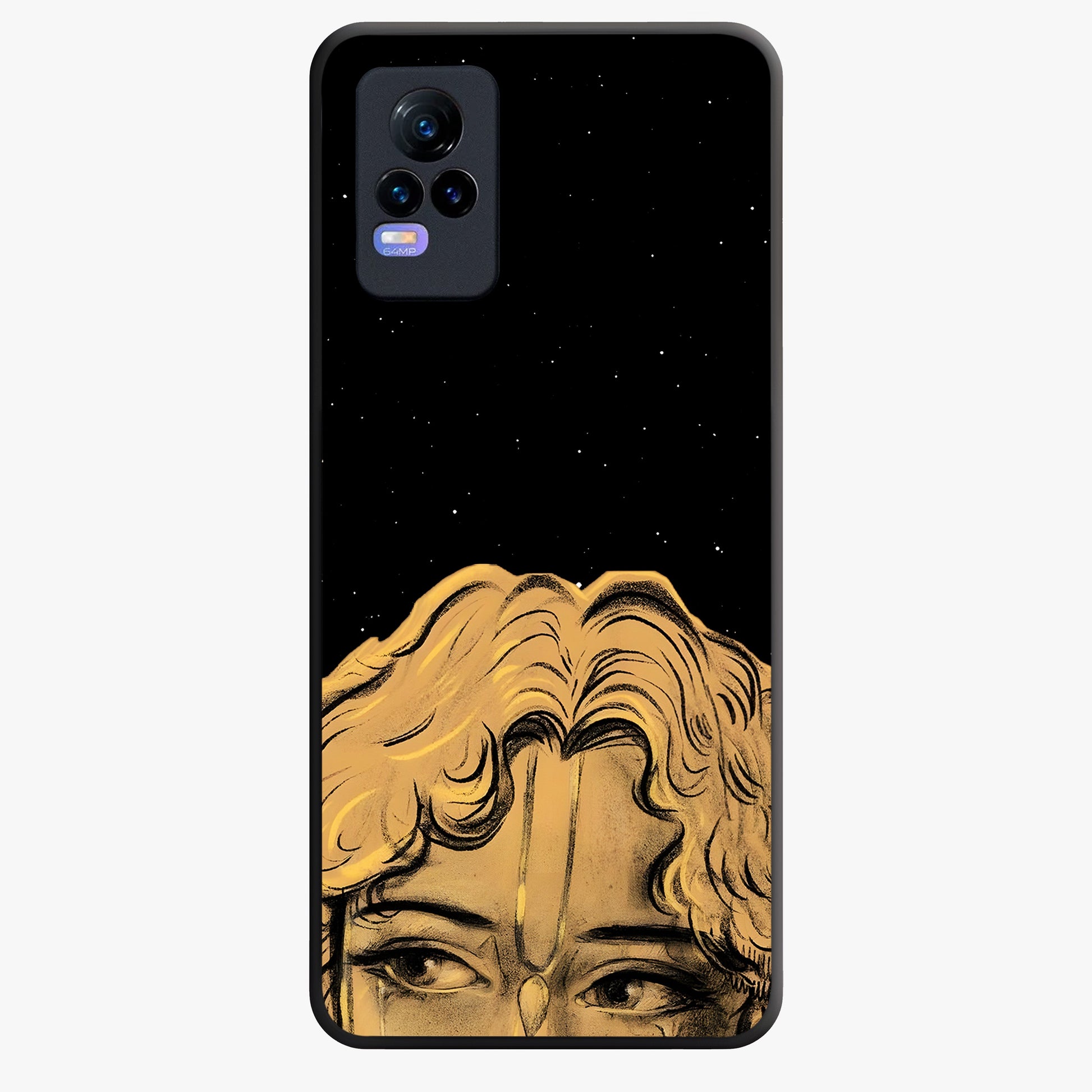 Shri Krishna Art Glass Case showing flat back view with devotional Krishna artwork and glossy glass finish.