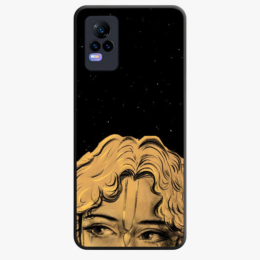 Shri Krishna Art Glass Case showing flat back view with devotional Krishna artwork and glossy glass finish.