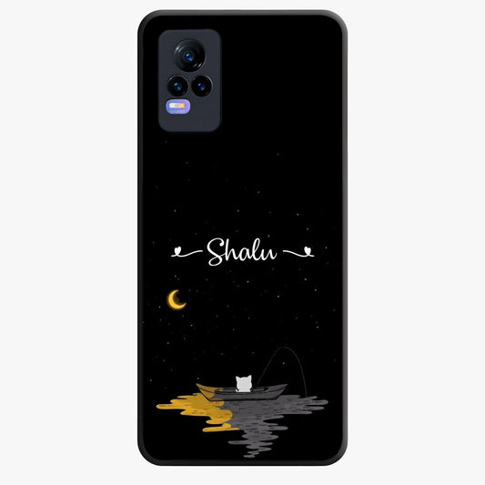 Silent Night Row Glass Case showing flat back view with calm night themed artwork and glossy glass finish.