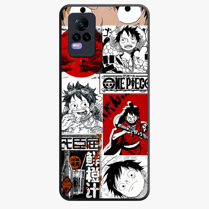 Strawhat Chaos Panels Glass Case showing flat back view with anime inspired chaos panel artwork and glossy glass finish.
