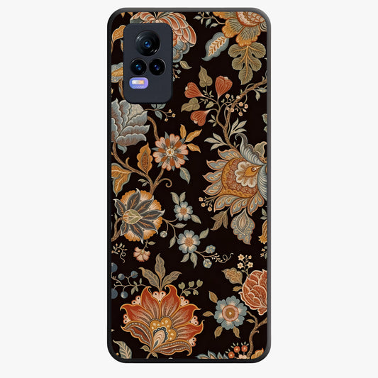 Vintage Floral Dream Glass Case showing flat back view with classic floral artwork and glossy glass finish.
