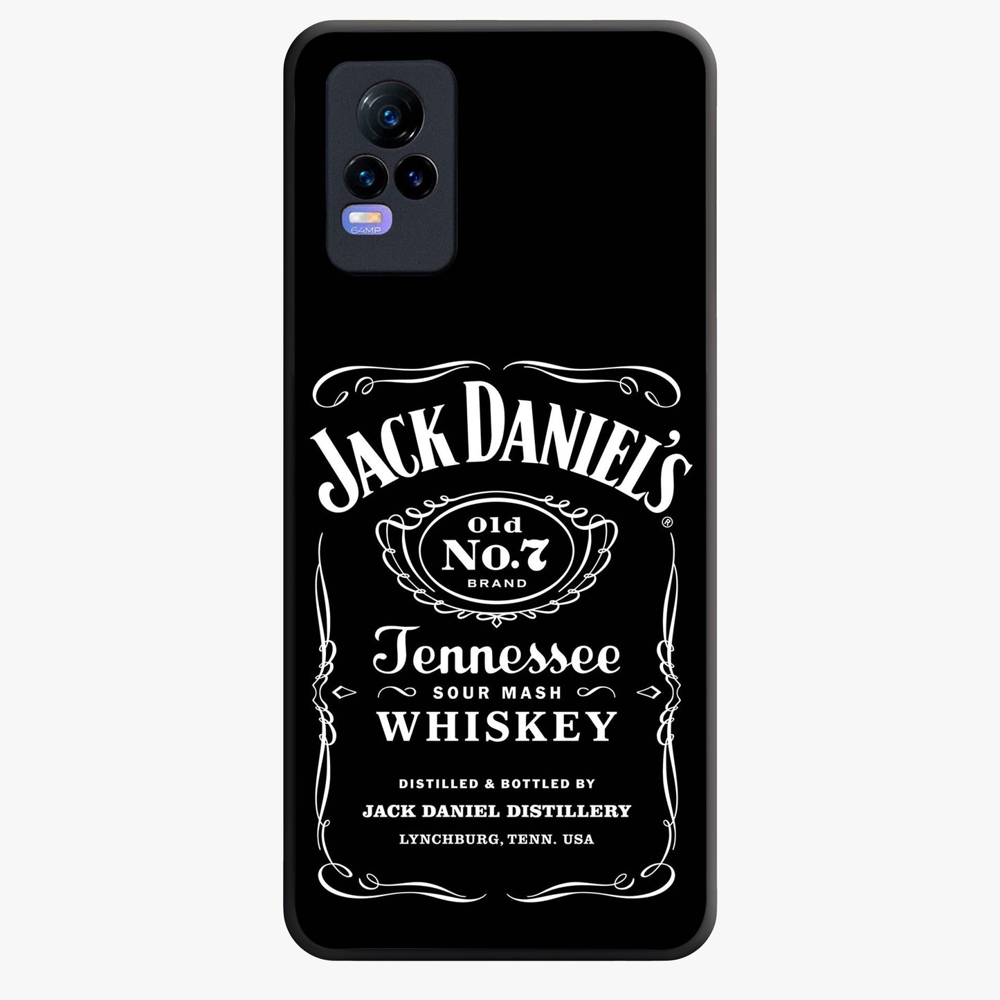 Vintage Whiskey Heritage Glass Case showing flat back view with classic whiskey inspired artwork and glossy glass finish.