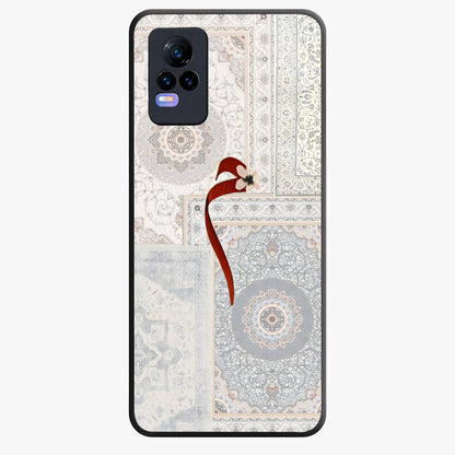 White Aesthetic Bow Glass Case showing flat back view with minimal bow artwork and glossy glass finish.