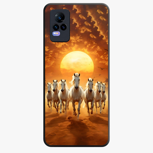 Wild Sunset Majesty Glass Case showing flat back view with majestic sunset landscape artwork and glossy glass finish.