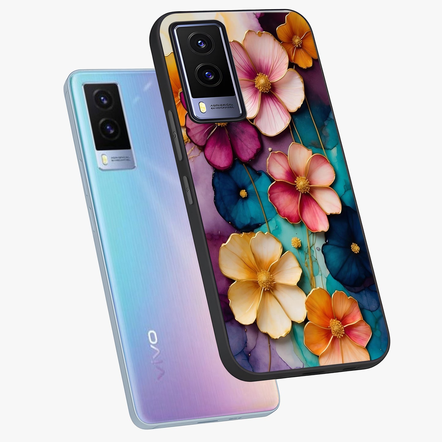 Artlyn Grace Flower Pattern Glass Case displayed in angled mockup highlighting delicate flower pattern design and smooth glass surface.