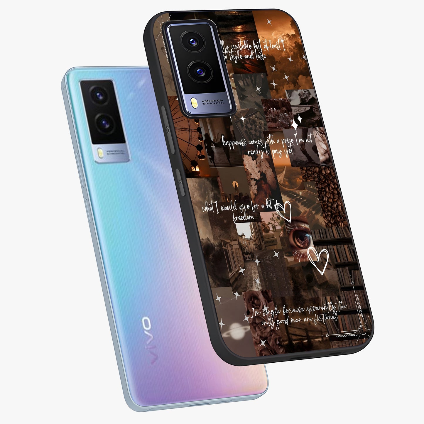 Bittersweet Aesthetic Chaos Glass Case displayed in angled mockup highlighting expressive abstract artwork and edgy aesthetic theme.