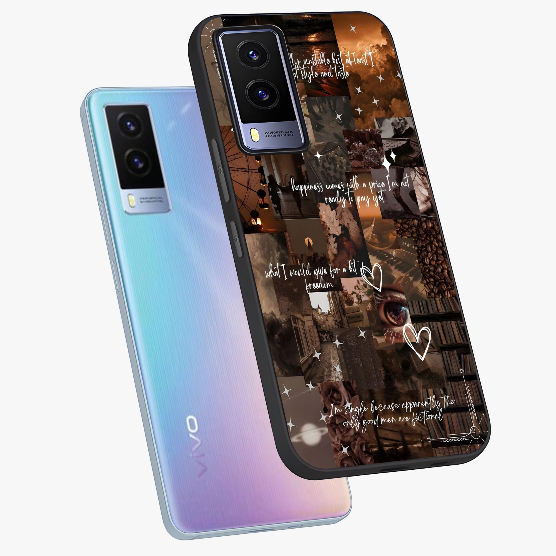 Bittersweet Aesthetic Chaos Glass Case displayed in angled mockup highlighting expressive abstract artwork and edgy aesthetic theme.