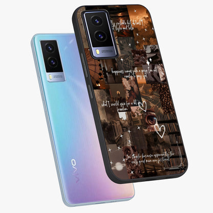 Bittersweet Aesthetic Chaos Glass Case displayed in angled mockup highlighting expressive abstract artwork and edgy aesthetic theme.