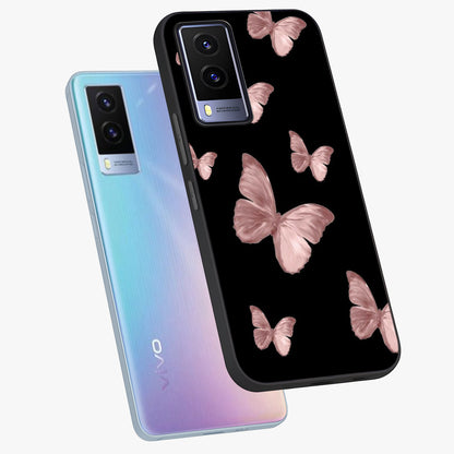 Butterfly Pattern Glass Case displayed in angled mockup highlighting delicate butterfly design and aesthetic pattern style.