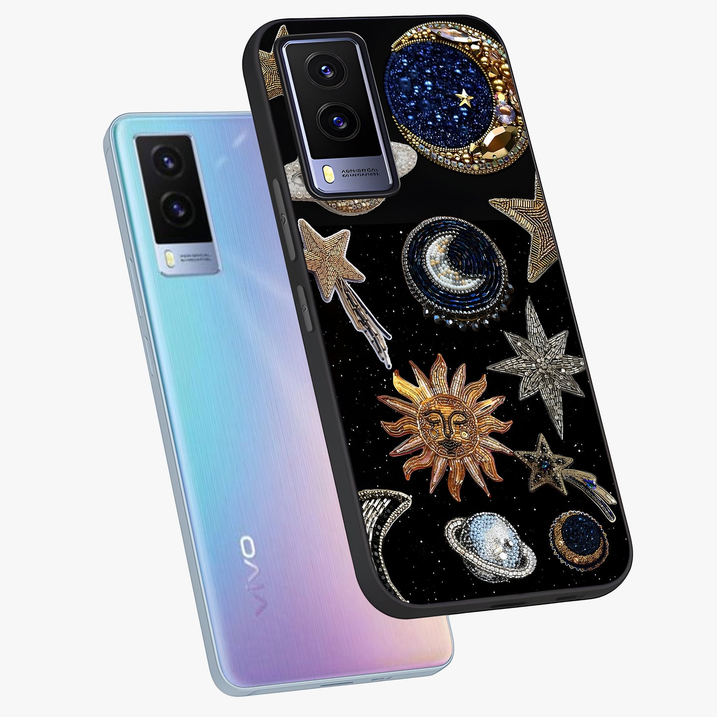 Celestial Gem Constellations Glass Case displayed in angled mockup highlighting gemstone inspired constellation design.