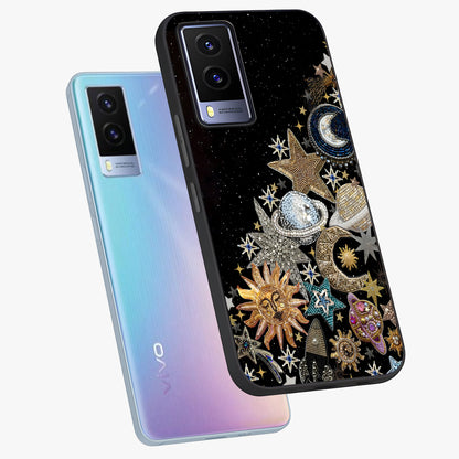 Cosmic Sparkle Dreams Glass Case displayed in angled mockup highlighting dreamy star sparkle design with celestial aesthetic.