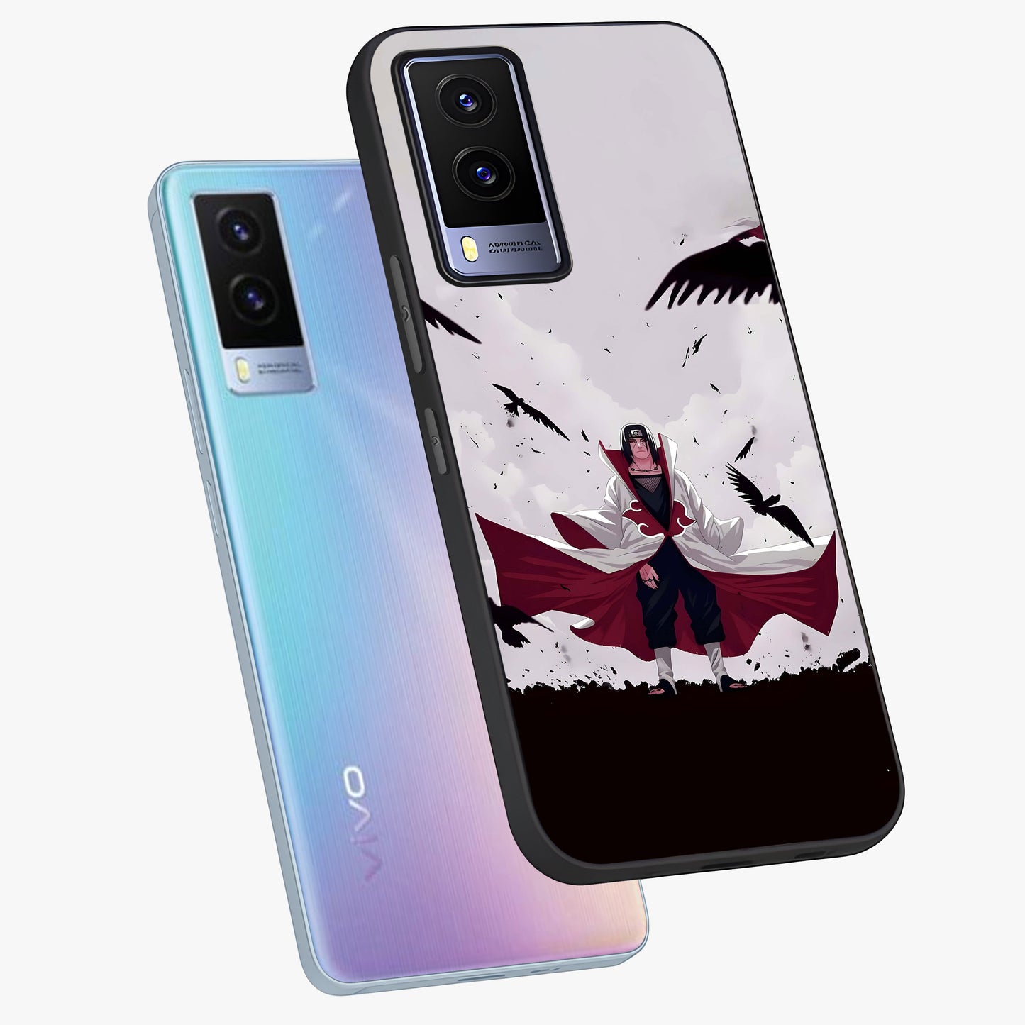 Crimson Crow Ascension Glass Case displayed in angled mockup highlighting powerful crow illustration with dark crimson aesthetic.