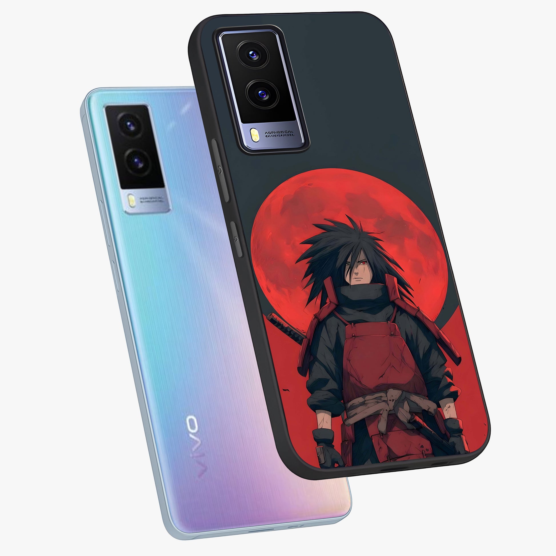 Crimson Moon Warlord Glass Case displayed in angled mockup highlighting dramatic crimson moon design with fantasy aesthetic.