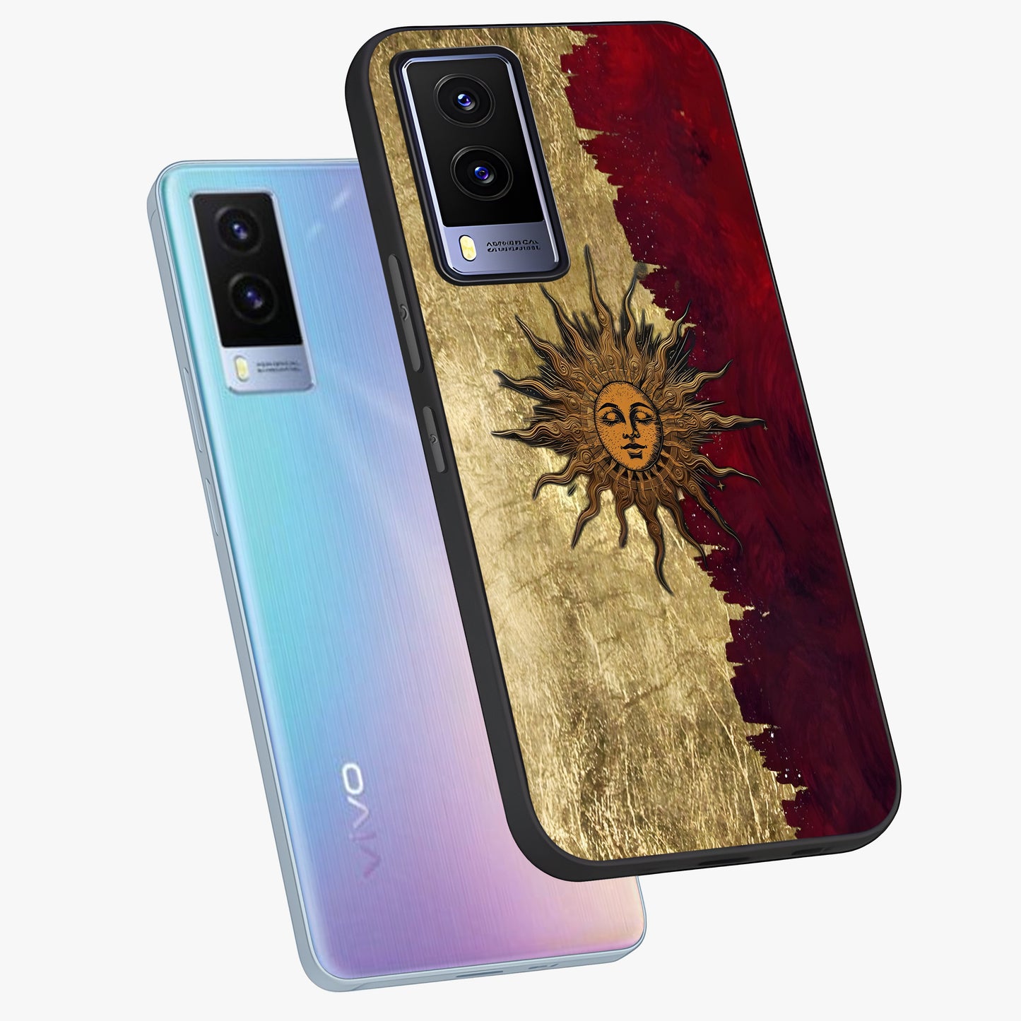Crimson Sun Majesty Glass Case displayed in angled mockup highlighting majestic crimson sun design with bold aesthetic style.