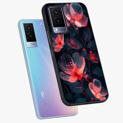Dark Shade of Flower Glass Case displayed in angled mockup highlighting moody floral illustration with aesthetic dark tones.