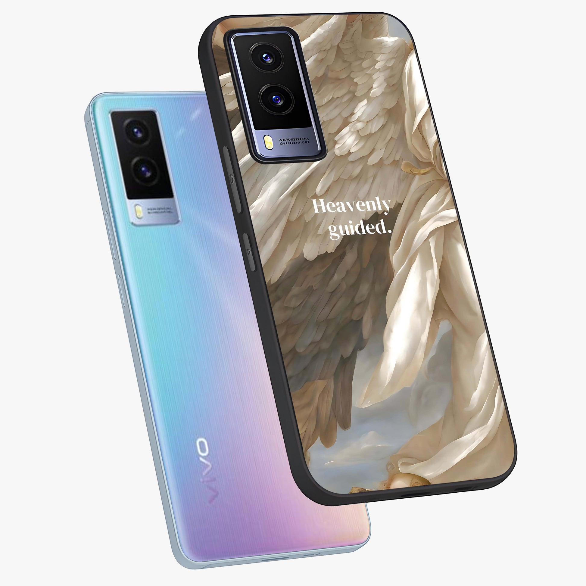 Divine Winged Grace Glass Case displayed in angled mockup highlighting graceful wing design with divine aesthetic style.