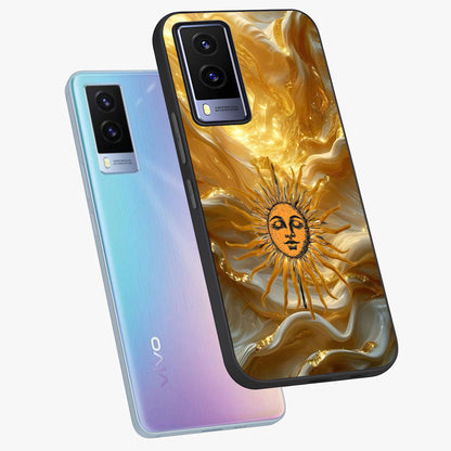Eternal Golden Glow Glass Case displayed in angled mockup highlighting glowing golden aesthetic design with elegant style.