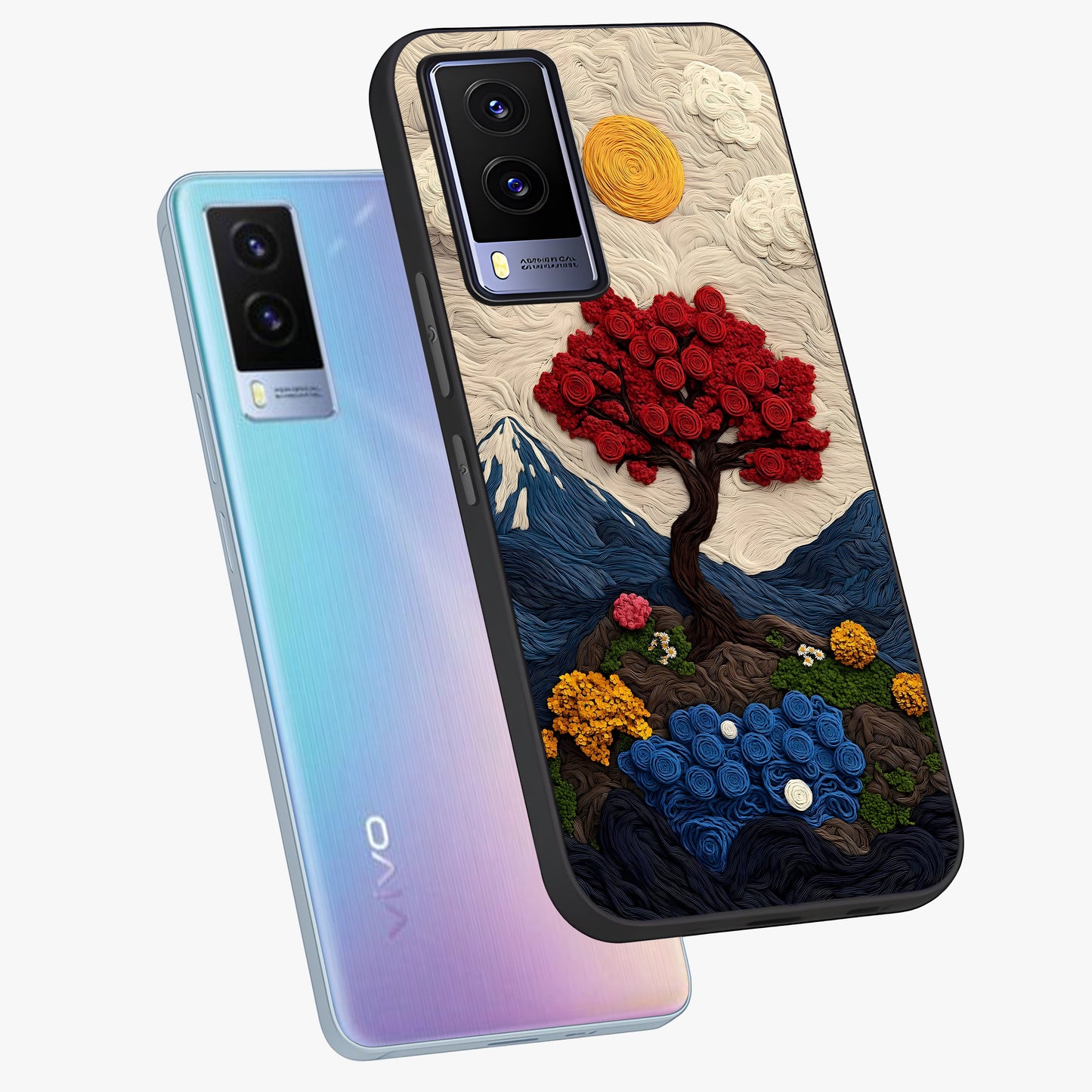 Eternal Nature Tapestry Glass Case displayed in angled mockup highlighting detailed botanical pattern with artistic aesthetic.