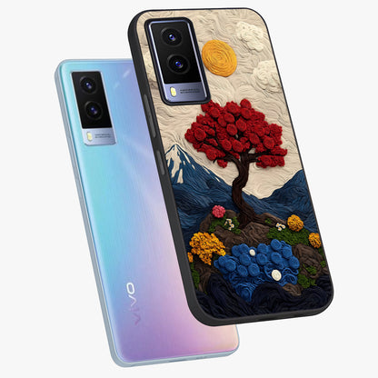 Eternal Nature Tapestry Glass Case displayed in angled mockup highlighting detailed botanical pattern with artistic aesthetic.