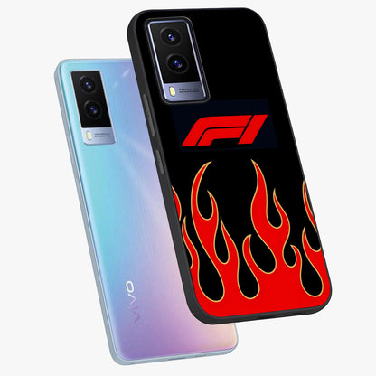 Fire F11 Glass Case displayed in angled mockup highlighting bold fire inspired graphic with energetic aesthetic style.
