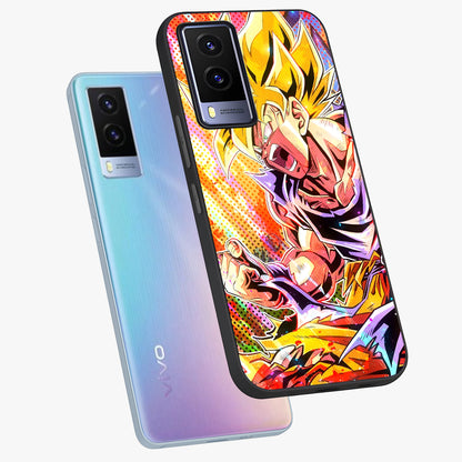 Firing Goku Glass Case displayed in angled mockup highlighting dynamic anime character design with action aesthetic.