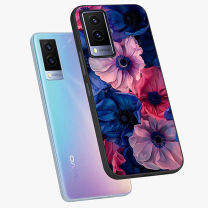 Flower Paper Art Pattern Glass Case displayed in angled mockup highlighting layered paper flower design with artistic aesthetic.