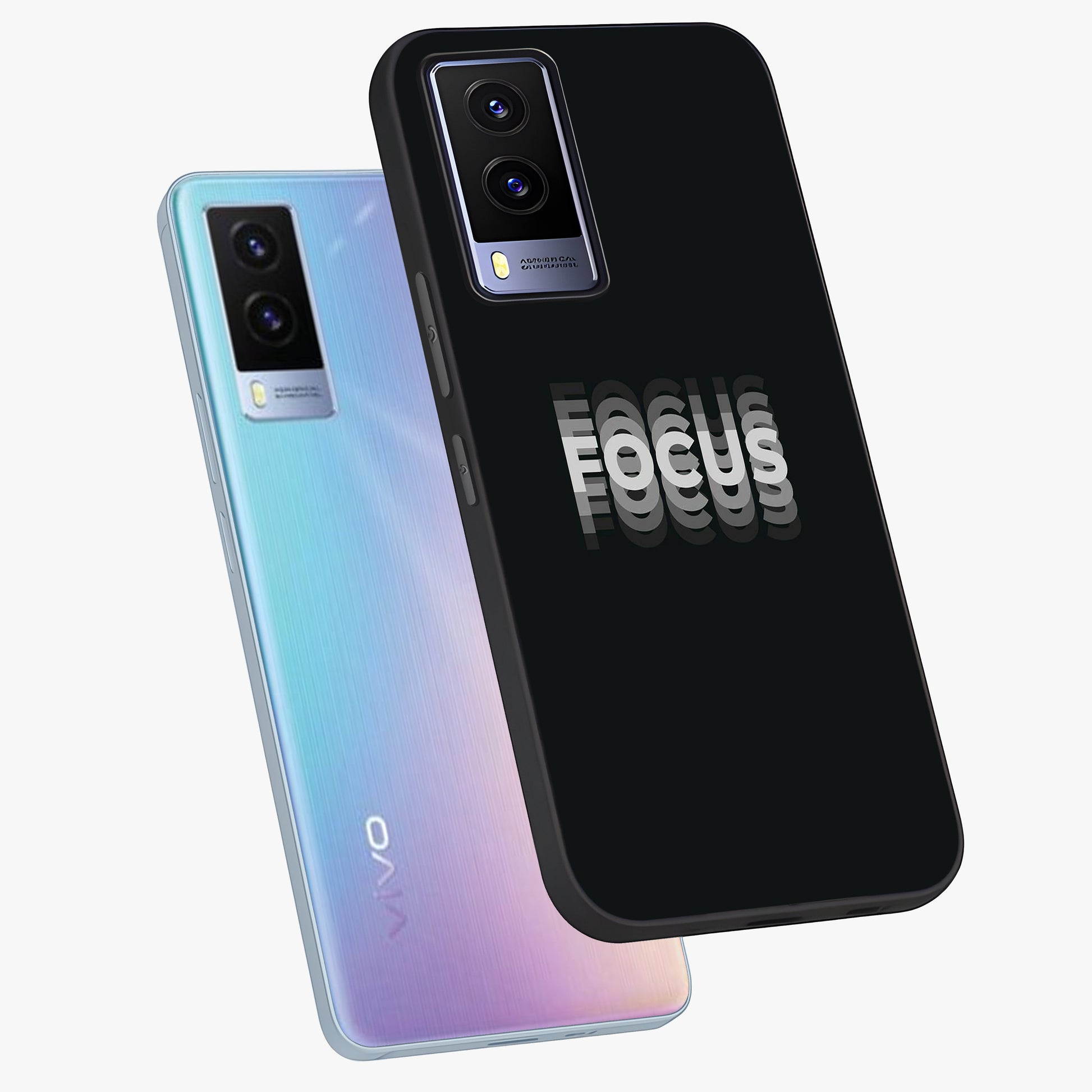 Focus Mode On Glass Case displayed in angled mockup highlighting clean minimal text artwork with modern aesthetic style.