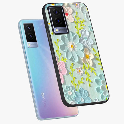 Frosted Petal Garden Glass Case displayed in angled mockup highlighting delicate flower petal design with calm garden aesthetic.