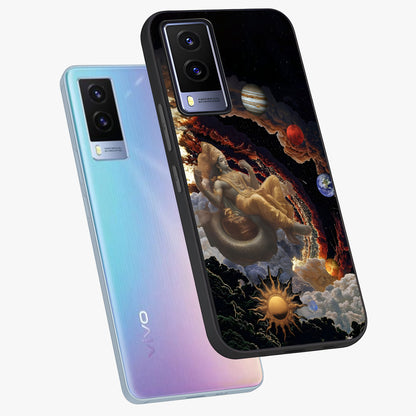 Galactic Divine God Glass Case displayed in angled mockup highlighting powerful celestial deity illustration with galactic aesthetic.