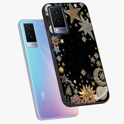 Galactic Jewel Stars Glass Case displayed in angled mockup highlighting shining celestial star design with cosmic aesthetic style.