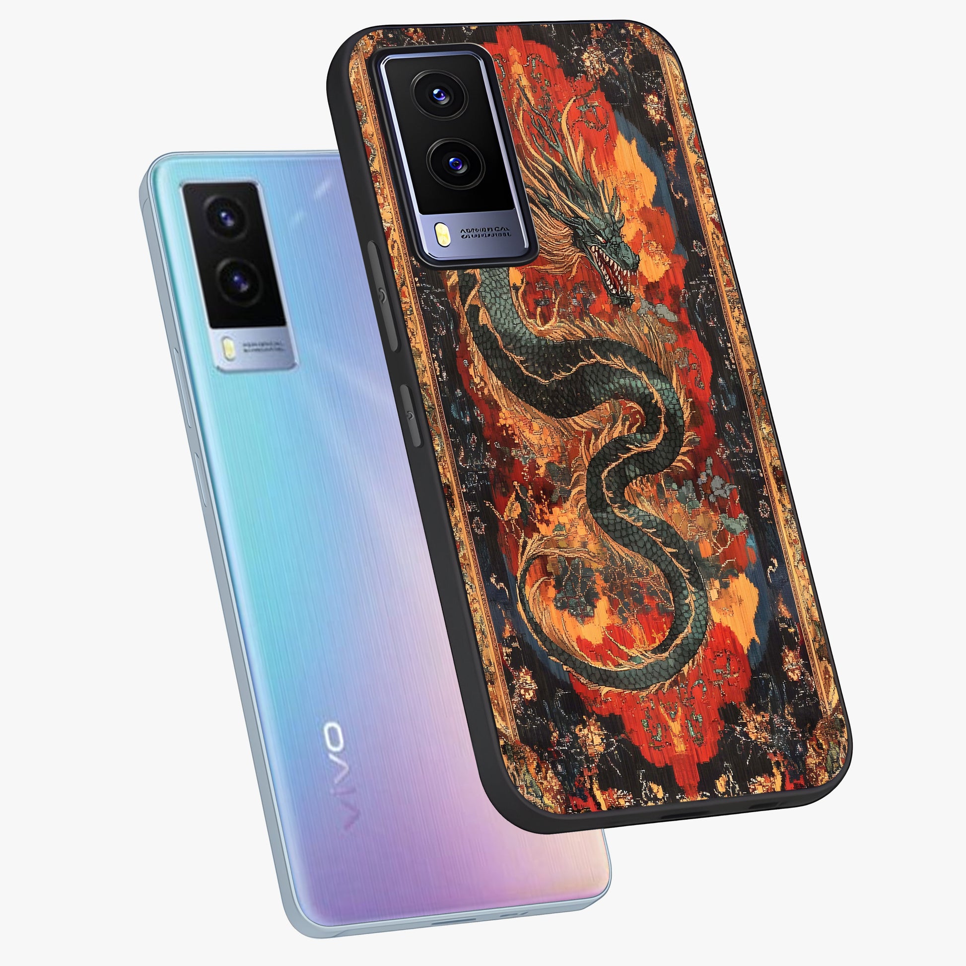 Inferno Dragon Soul Glass Case displayed in angled mockup highlighting powerful dragon illustration with inferno aesthetic.