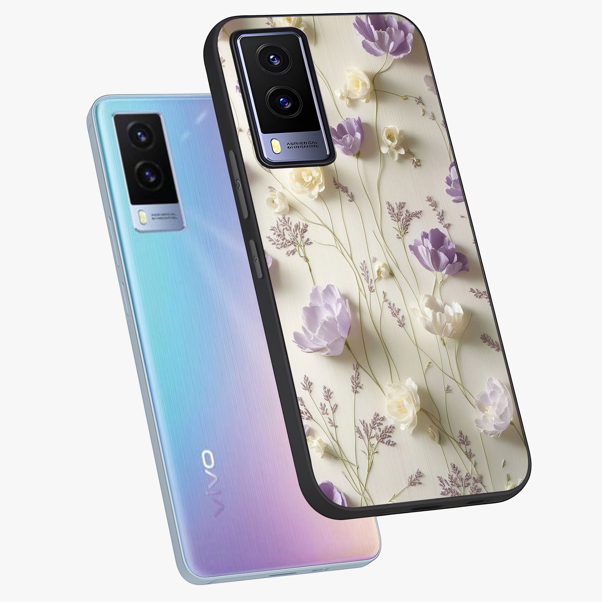 Lilac Breeze Harmony Glass Case displayed in angled mockup highlighting calm lilac breeze design with soothing aesthetic style.
