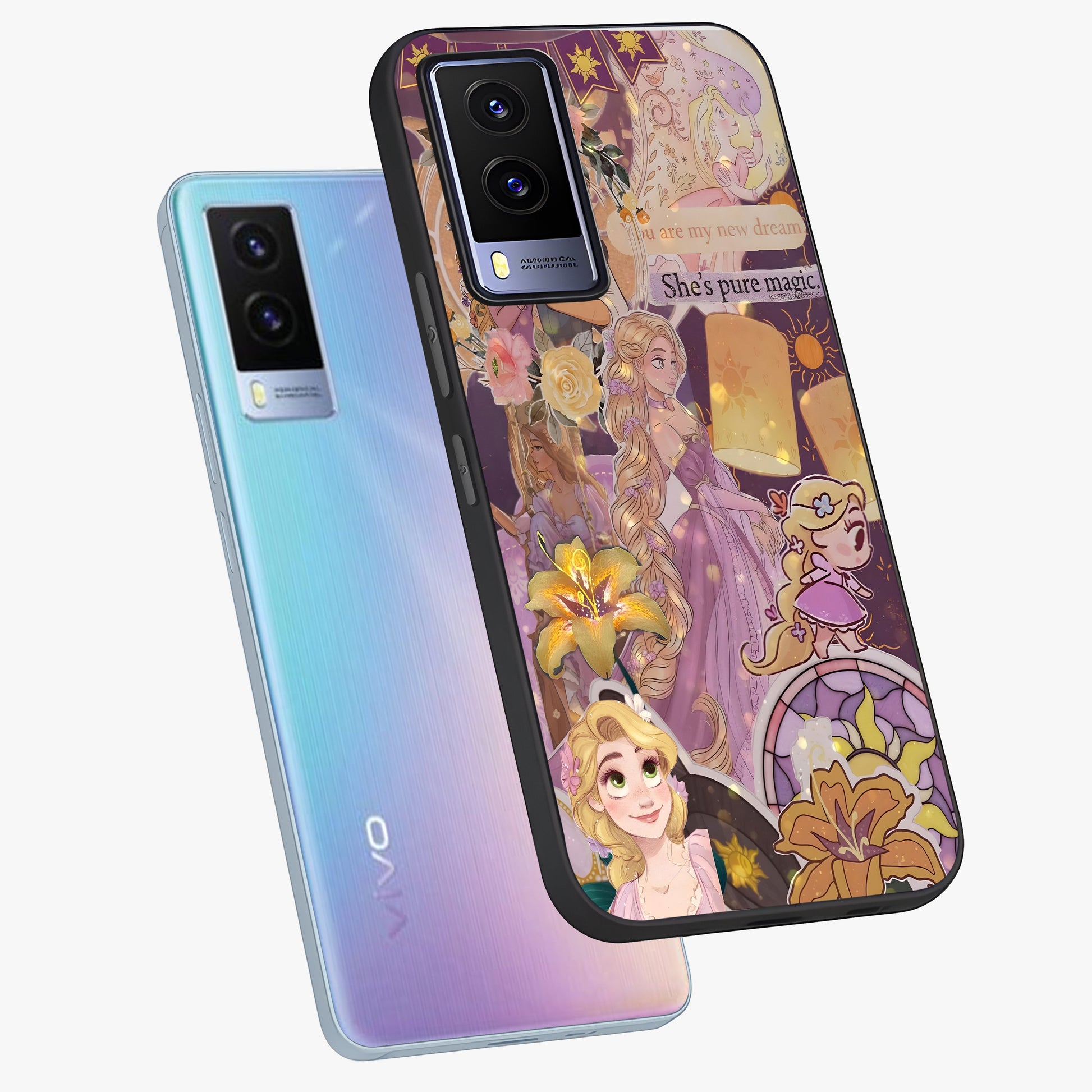 Magical Tangled Dream Glass Case displayed in angled mockup highlighting whimsical fantasy design with magical aesthetic.