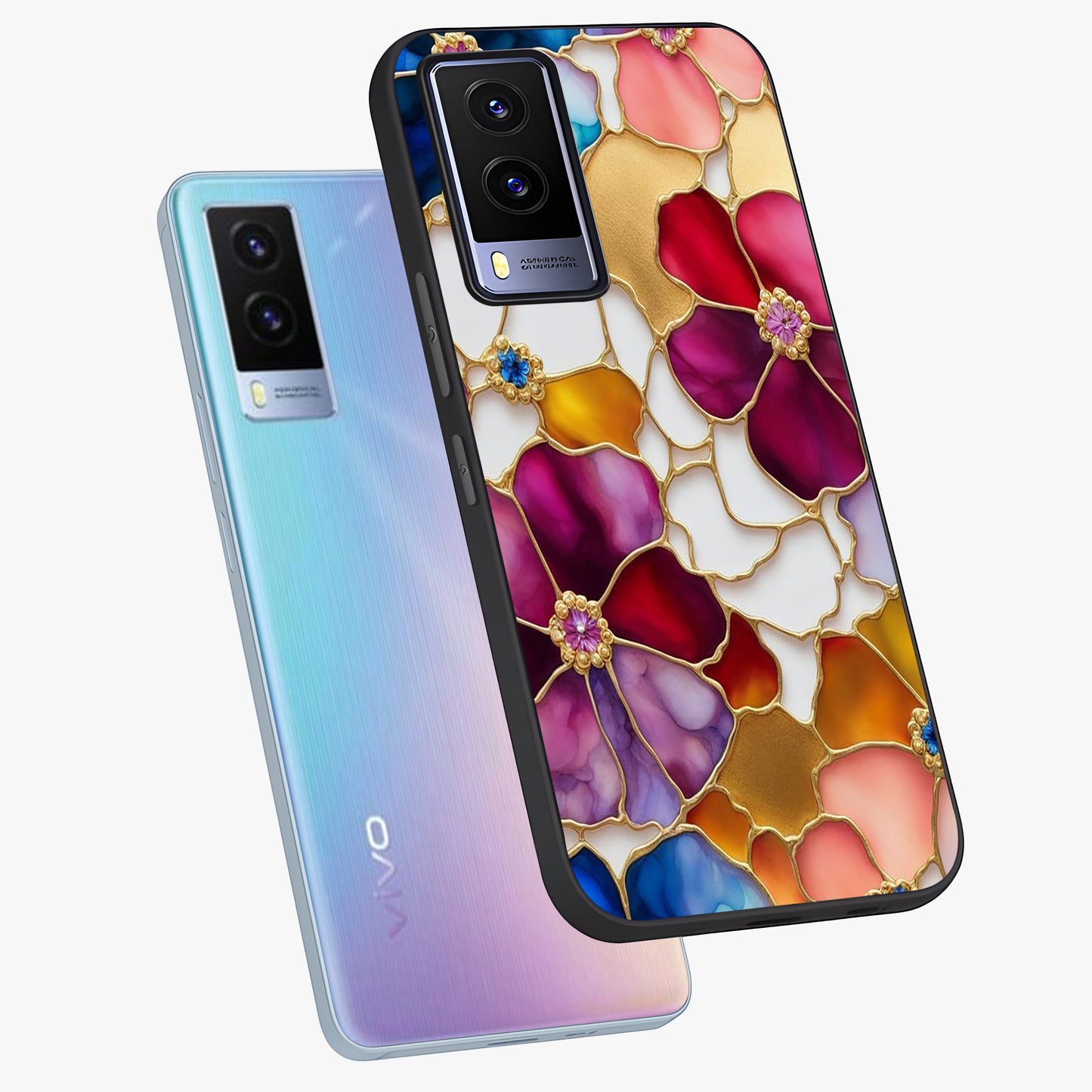 Marble Flower Pattern Glass Case displayed in angled mockup highlighting elegant marble floral design with modern aesthetic.