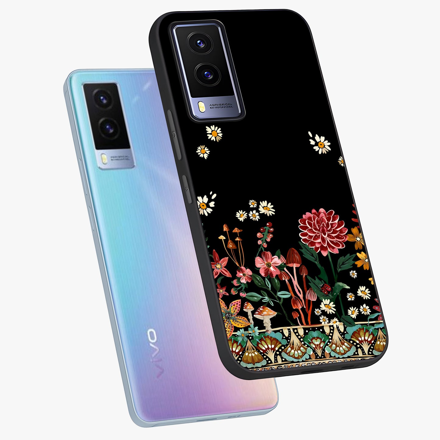 Midnight Bloom Pattern Glass Case displayed in angled mockup highlighting elegant flower design with midnight aesthetic style.