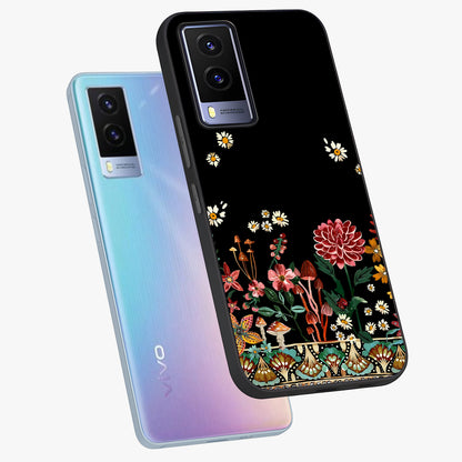 Midnight Bloom Pattern Glass Case displayed in angled mockup highlighting elegant flower design with midnight aesthetic style.
