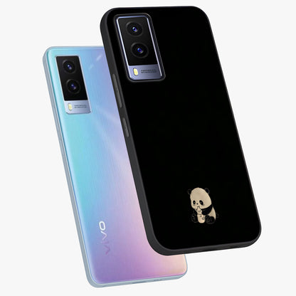 Midnight Panda Love Glass Case displayed in angled mockup highlighting adorable panda illustration with midnight aesthetic.