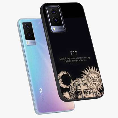 Mystic Victory Aura Glass Case displayed in angled mockup highlighting energetic aura design with bold mystical aesthetic.