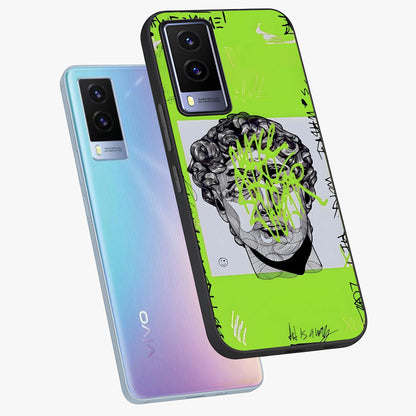 Neo Graffiti Rebellion Glass Case displayed in angled mockup highlighting urban street art design with rebellious aesthetic.